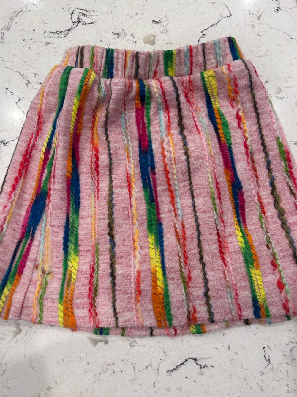 Girls Pink Multi-Color Stripe Knit Skirt
